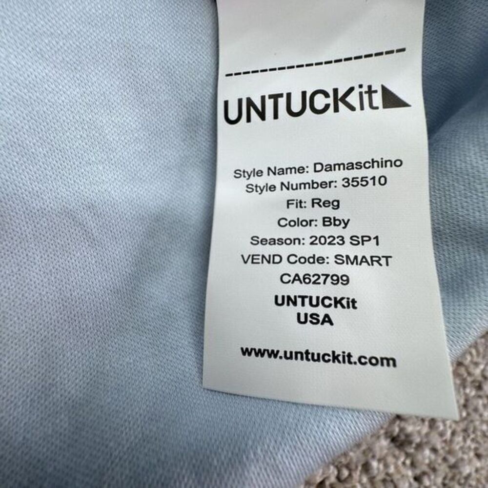 Untuckit Polo Shirt Men XL Extra Large Light Blue Short Sleeve Cotton Damaschino - Picture 4 of 7